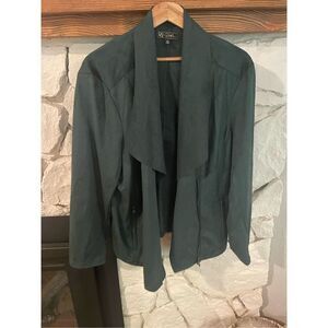 DG2 Womens Hunter Green Front Half Zip Blazer Jacket Size 1X